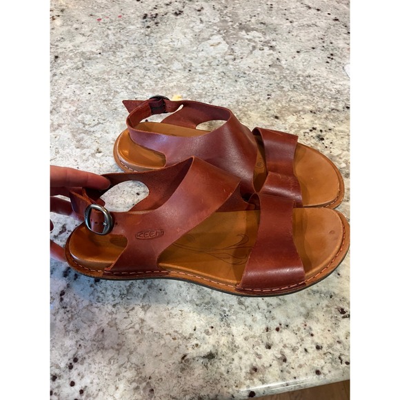 Keen Shoes - Keen Lana Cross Strap Sandals Brown Leather Slingback Flat 1022582 Womens 9